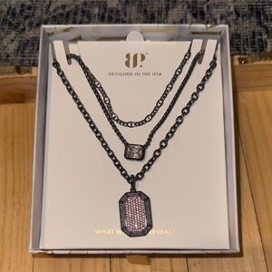 BP Black and Silver Layered Necklace Set